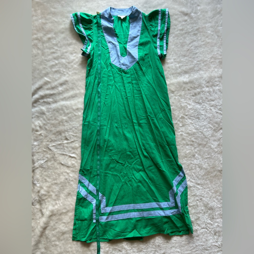 entro Green Dress with Light Blue Trim - Picture 3 of 5